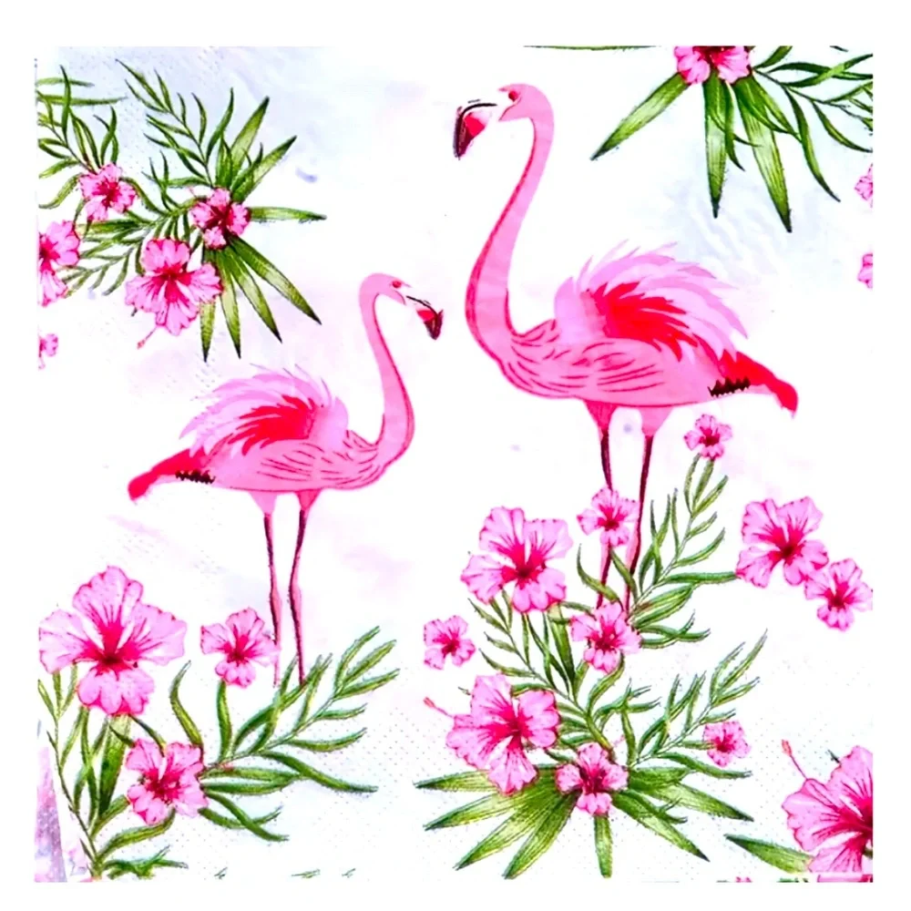 Pink Flamingo Hibiscus Luncheon Paper Napkins, 20 ct